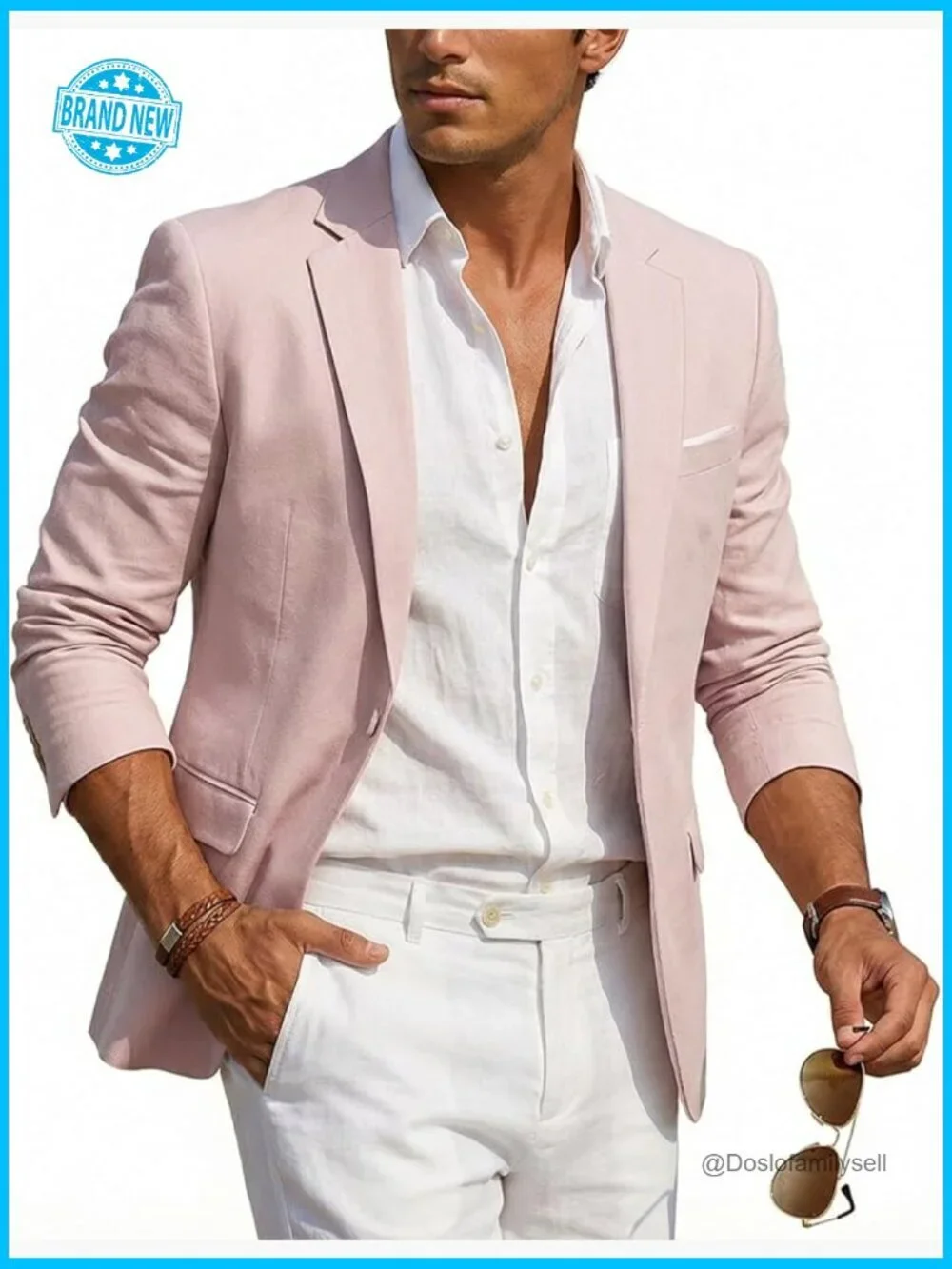 Slim Fit Linen Blazer Lightweight Casual Sport Coat One Button Classic